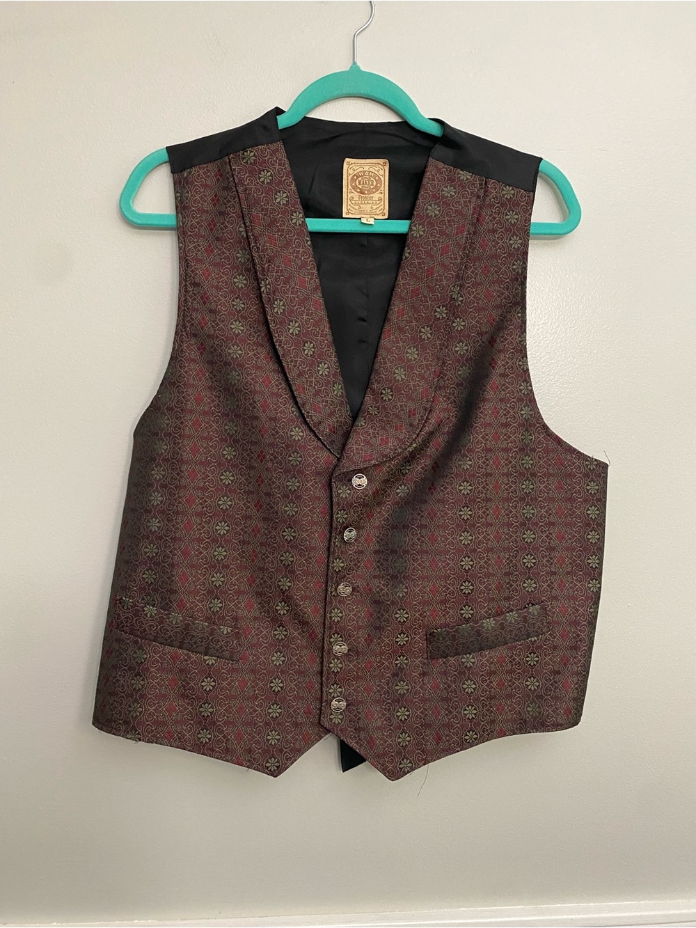 Wah Maker Frontier Clothing Men’s Vest Western Formal Paisley Cowboy - L